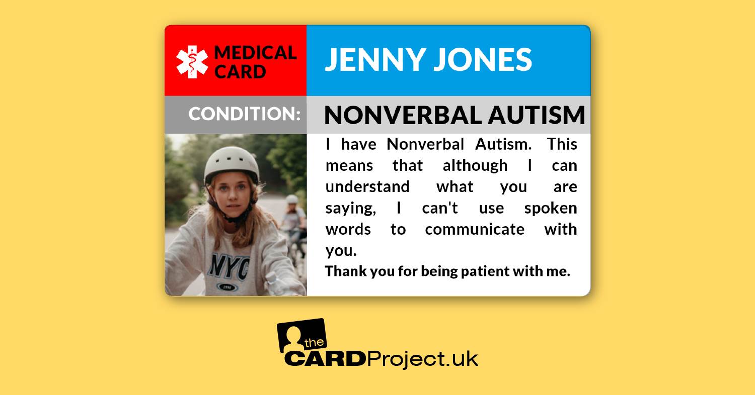 Nonverbal Autism Awareness Photo Medical ID Alert Card  